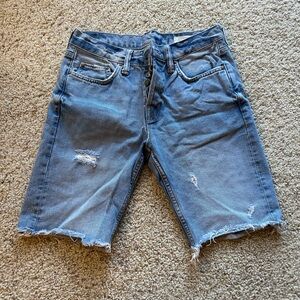 All Saints Blue Distressed Jean Shorts